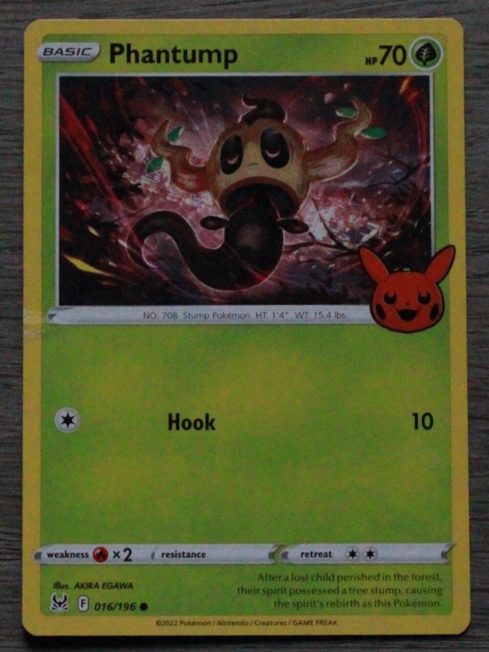 Pokemon "Phantump" Trading/Playing Card